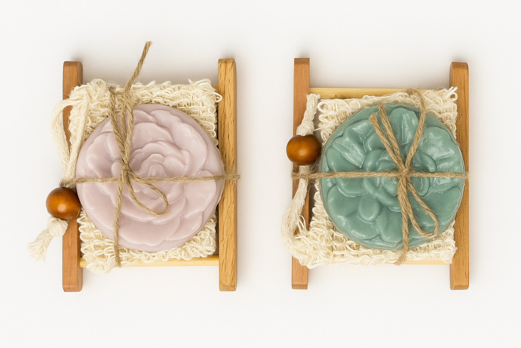 Soap Gift bag, includes flower shaped sisal bag and dish soap.